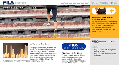Fila - Fitness page