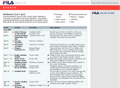 Fila - Event page
