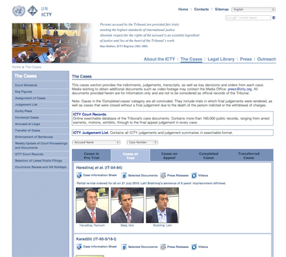 ICTY - Cases Page